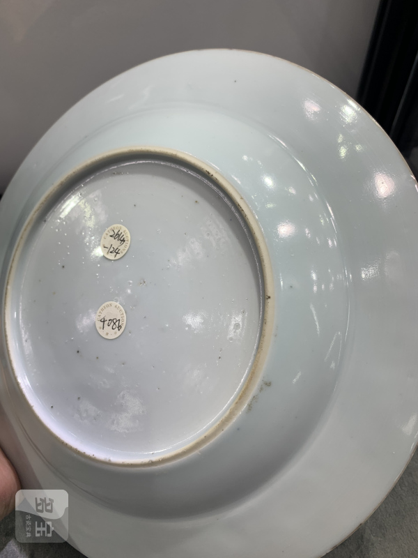 清雍正青花山水楼阁纹折沿盘 - 图8